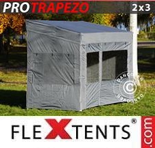 Gazebo Rapido FleXtents Pro 2x3m Grigio, inclusi 4 fianchi